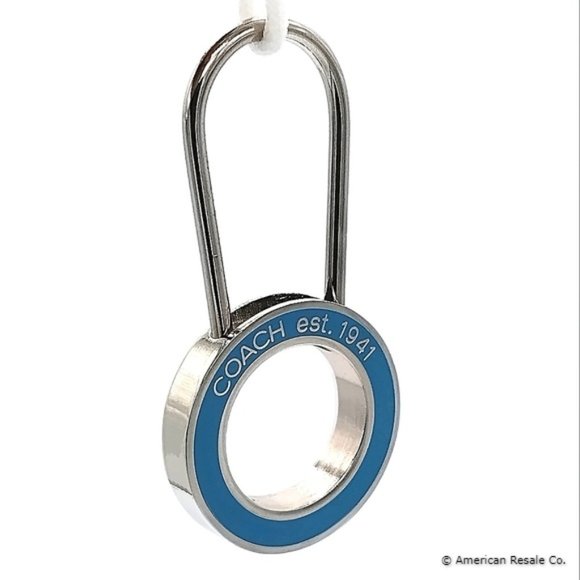 NWT COACH Vintage Sky Blue Enamel Pinch Lock Locket Keychain FOB purse charm - Picture 3 of 9